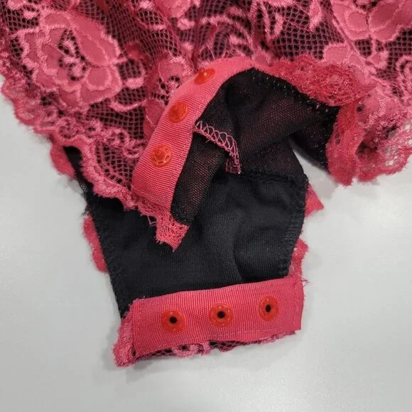French Affair Floral Pink Lace Push-up Bodysuit Lingerie  Sz Large - Picture 13 of 16